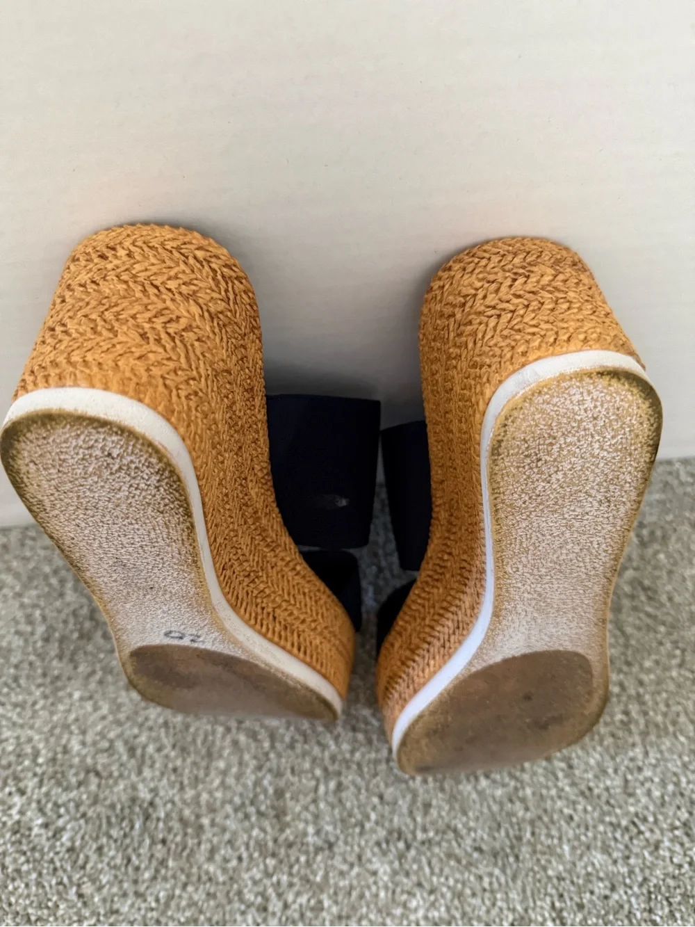 Italian Shoemakers Navy Double-Strap Espadrille Slide Sandals with Tan Footbed